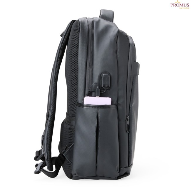 Mochila em Couro Sintético USB 21 Litros Personalizada - H3245