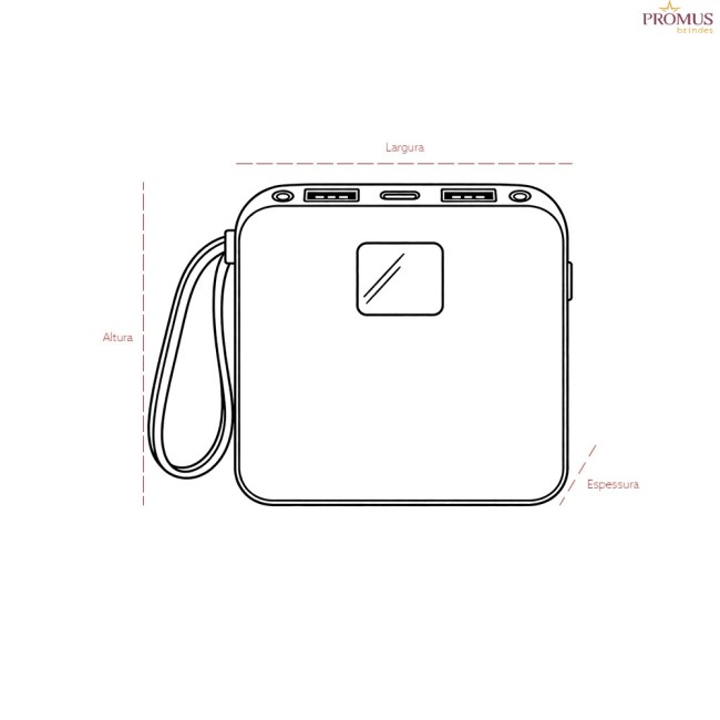 Power Bank 10.000mAh com Lanterna e Multissaídas Personalizado - H3926