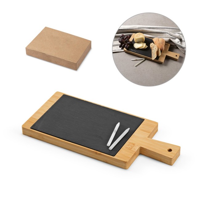 Quadro com Ardósia em Bambu e 2 Gizes Inclusos Personalizado H940342