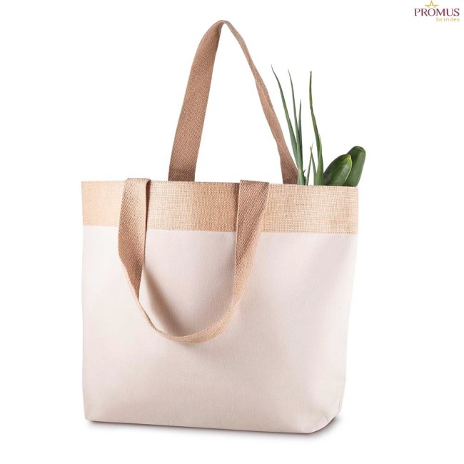 Sacola em Algodão e Juta 220g/m² Personalizada H3193