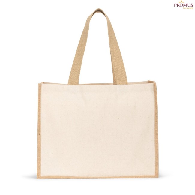 Sacola Ecobag em Canvas e Juta Laminada Natural Personalizada H920538