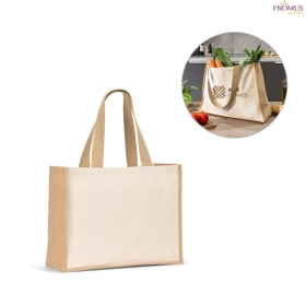 Sacola Ecobag em Canvas e Juta Laminada Natural Personalizada H920538