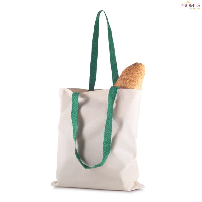 Sacola em Algodão 140g/m² com Alça Colorida Personalizada H3190