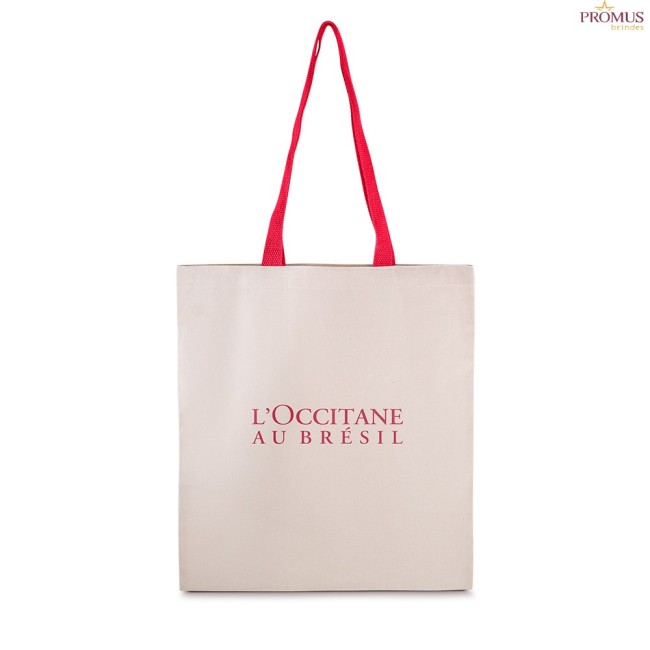 Sacola em Algodão 140g/m² com Alça Colorida Personalizada H3190