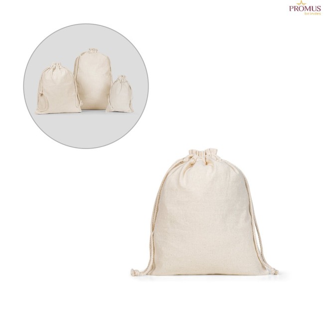 Sacola Média em Algodão com Fecho por Cordão Personalizada H920586