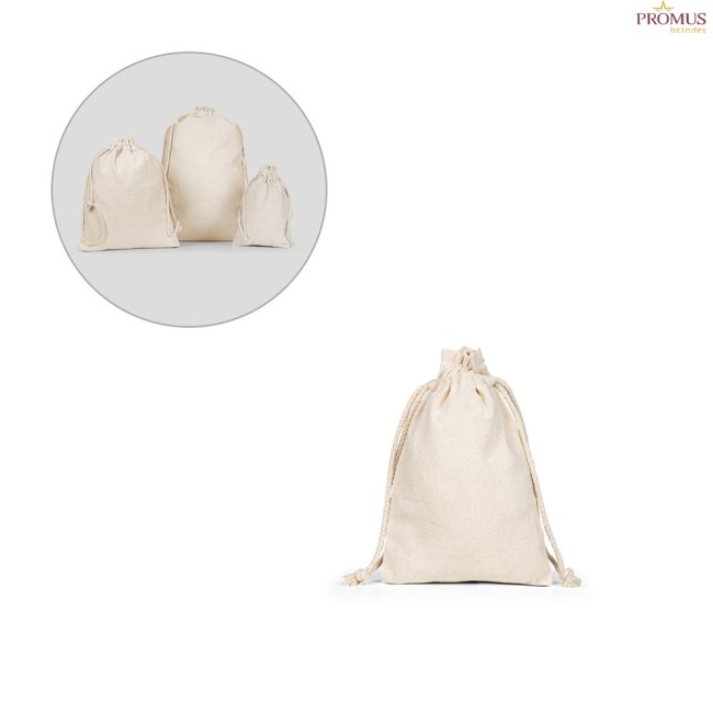 Sacola Pequena em Algodão com Fecho por Cordão Personalizada H920585