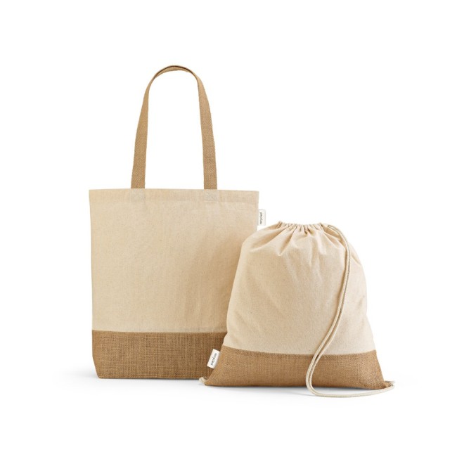Sacola Tipo Mochila 70% Algodão reciclado e 30% poliéster reciclado (180 g/m²) com base em juta H920344