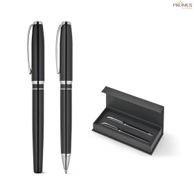 Set Premium de Canetas Esferográfica e Roller em Cobre e Inox Personalizado H910992