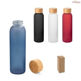 Squeeze em Vidro Fosco 520 mL com Tampa em Bambu Personalizado H940397