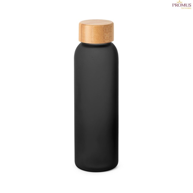 Squeeze em Vidro Fosco 520 mL com Tampa em Bambu Personalizado H940397