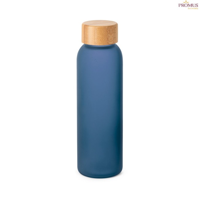 Squeeze em Vidro Fosco 520 mL com Tampa em Bambu Personalizado H940397