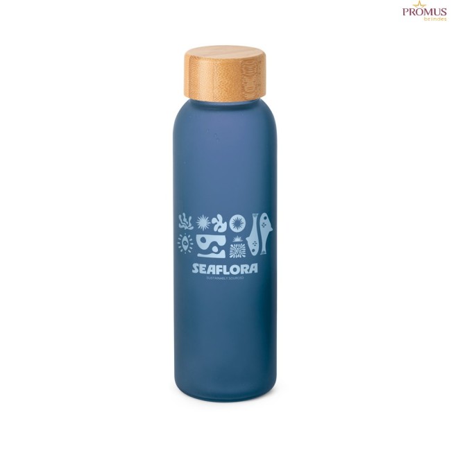 Squeeze em Vidro Fosco 520 mL com Tampa em Bambu Personalizado H940397