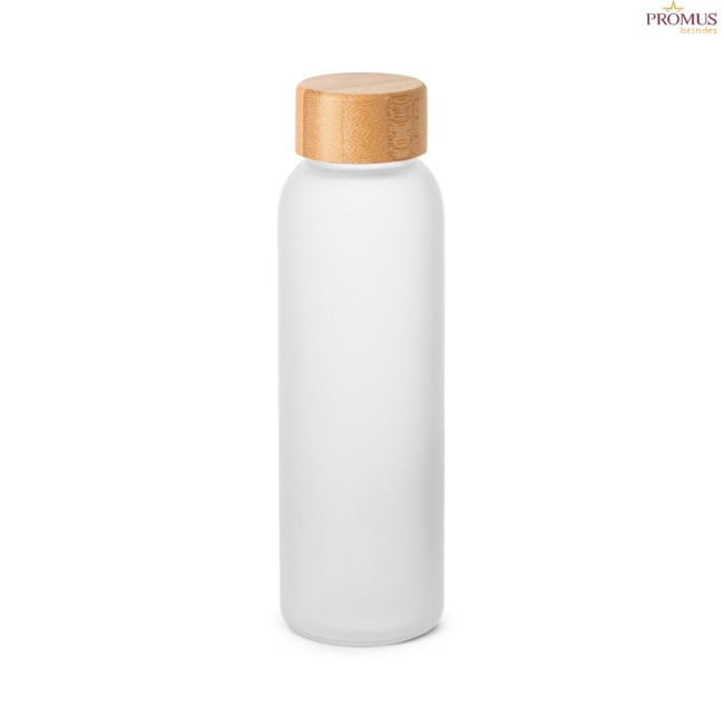 Squeeze em Vidro Fosco 520 mL com Tampa em Bambu Personalizado H940397