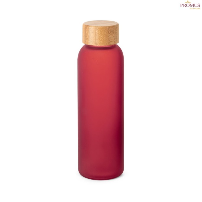 Squeeze em Vidro Fosco 520 mL com Tampa em Bambu Personalizado H940397
