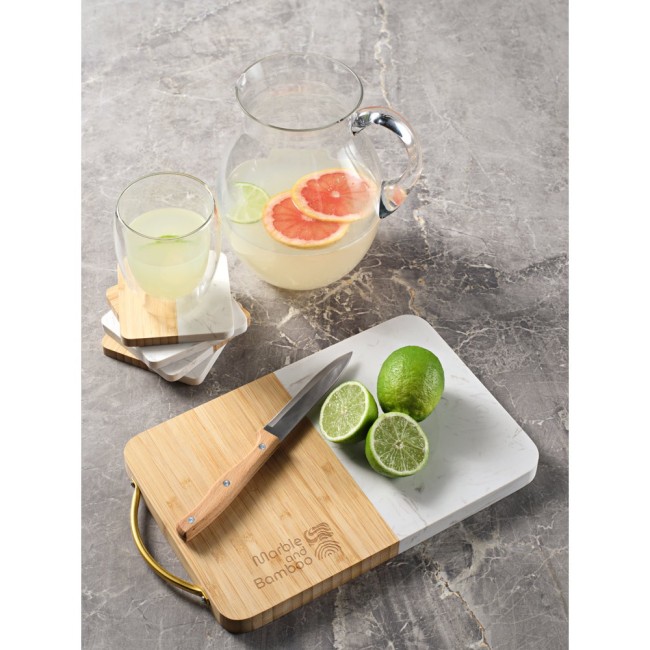 Tábua de Corte em Bambu e Mármore em Formato Retangular Personalizado H940341