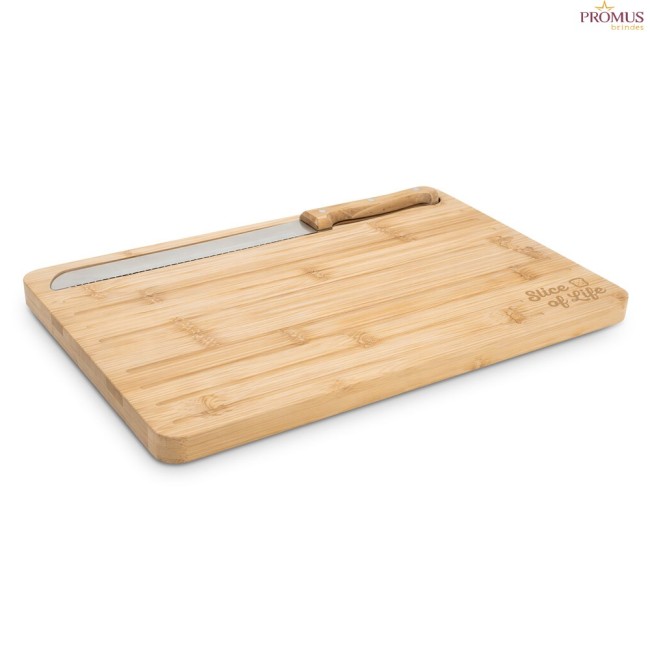 Tábua para Cortar Pão em Bambu com Faca Inclusa Personalizada H940394