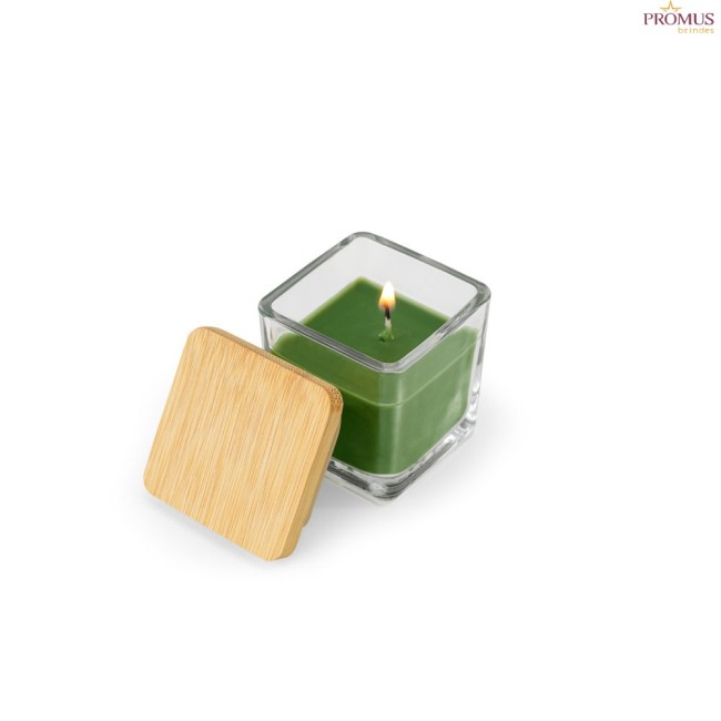 Vela Aromática 50 g em Copo de Vidro com Tampa de Bambu Personalizada H950096