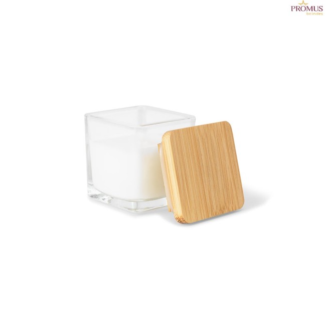 Vela Aromática 50 g em Copo de Vidro com Tampa de Bambu Personalizada H950096