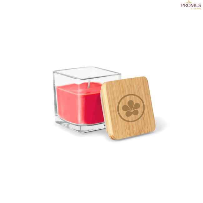 Vela Aromática 50 g em Copo de Vidro com Tampa de Bambu Personalizada H950096
