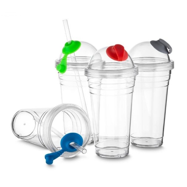 Copo de pvc com tampa capacidade 600 ml Personalizado H1338