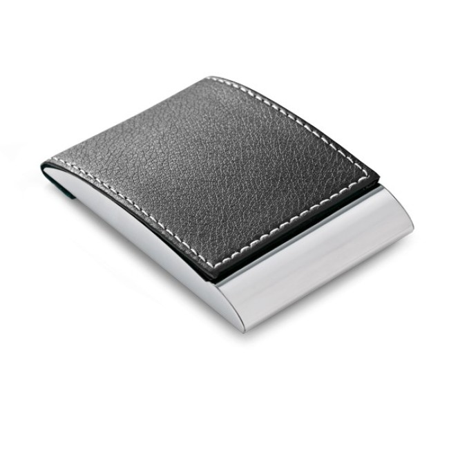 Porta Cartões em Metal e Couro Sintético Personalizado para Brindes H328