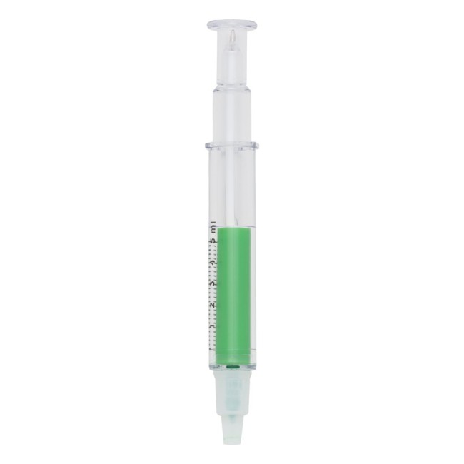 Caneta Personalizada em Formato de Seringa com Marca Texto H1010