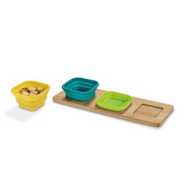 Base de mesa com 3 potes em Bambu e silicone Personalizada para Brindes H93885