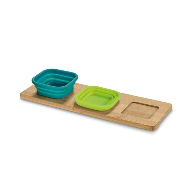 Base de mesa com 3 potes em Bambu e silicone Personalizada para Brindes H93885