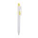 Caneta pvc corpo branco com detalhes no acionador e destravador colorido Personalizada para Brindes H1515