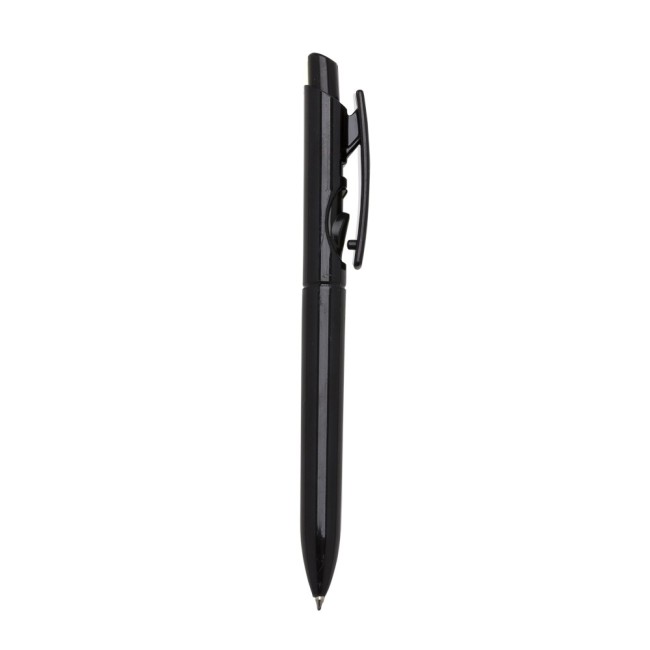 Caneta pvc corpo branco com detalhes no acionador e destravador colorido Personalizada para Brindes H1515