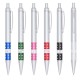 Caneta pvc inteira prata com detalhes inferiores coloridos Personalizada para Brindes H1392