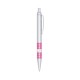 Caneta pvc inteira prata com detalhes inferiores coloridos Personalizada para Brindes H1392