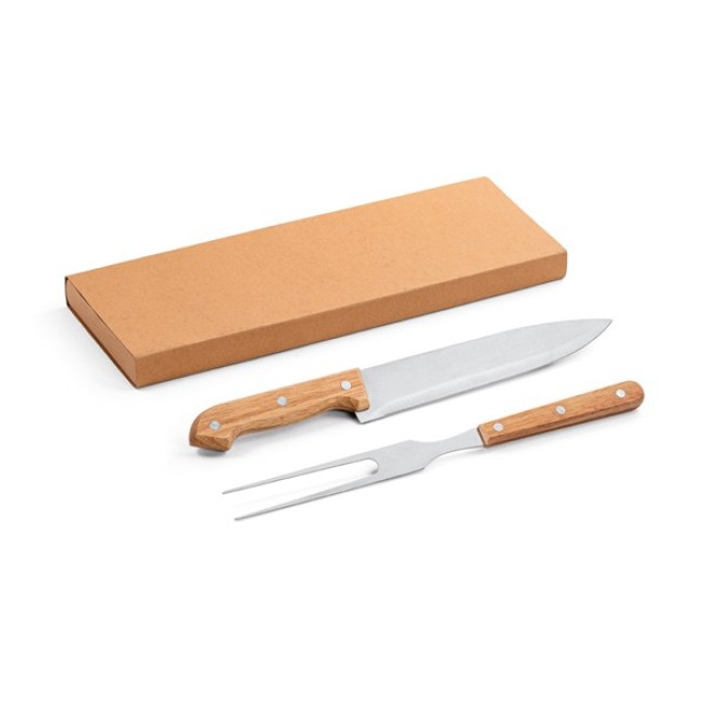 Kit churrasco Personalizado em Aço inox e bambu H940139