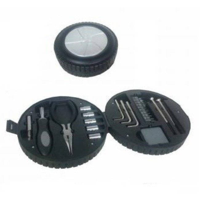 Kit Ferramentas com Estojo Formato de Pneu Personalizada para Brindes H1029