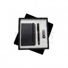 Kit Bloco de anotações, Caneta Tinteiro e Pen Drive Personalizado para Brindes H636