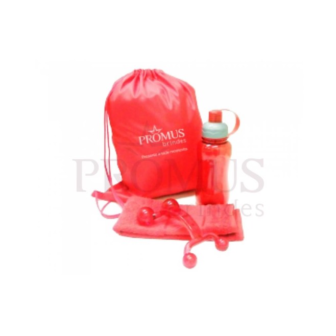 Kit Fitness - Mochila em Nylon com toalha para fitness, massageador e squeeze Ice Bar H546