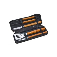 Kit churrasco 4 Peças em Madeira Personalizado para Brindes H403