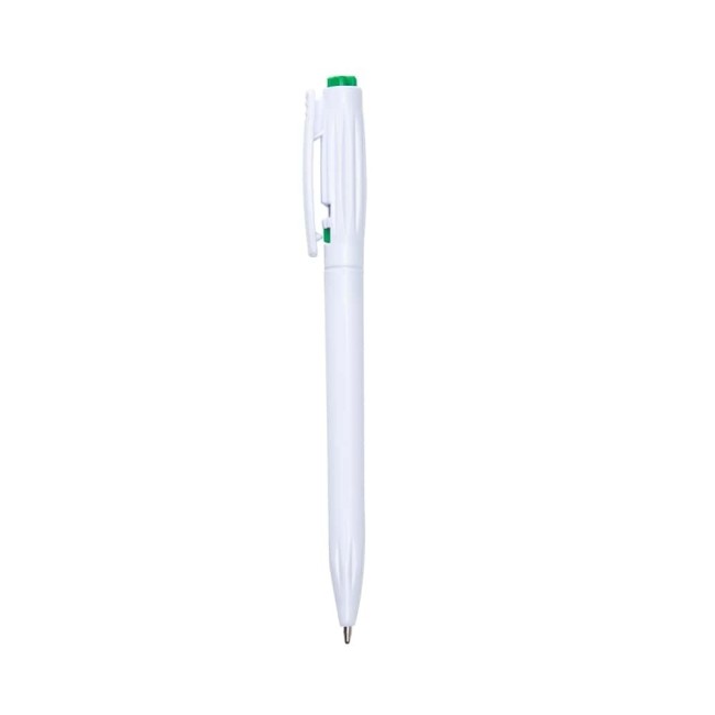 Caneta pvc branca com detalhe colorido Personalizada para Brindes H1641