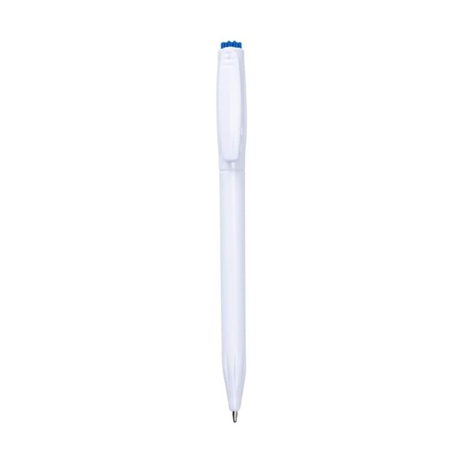 Caneta pvc branca com detalhe colorido Personalizada para Brindes H1641