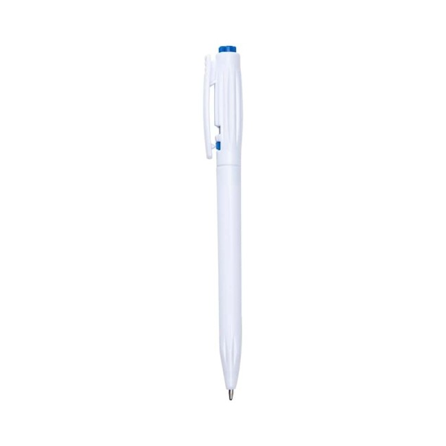 Caneta pvc branca com detalhe colorido Personalizada para Brindes H1641