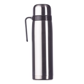 Garrafa térmica 1 litro em inox com alça pvc preta Personalizada para Brindes H1573